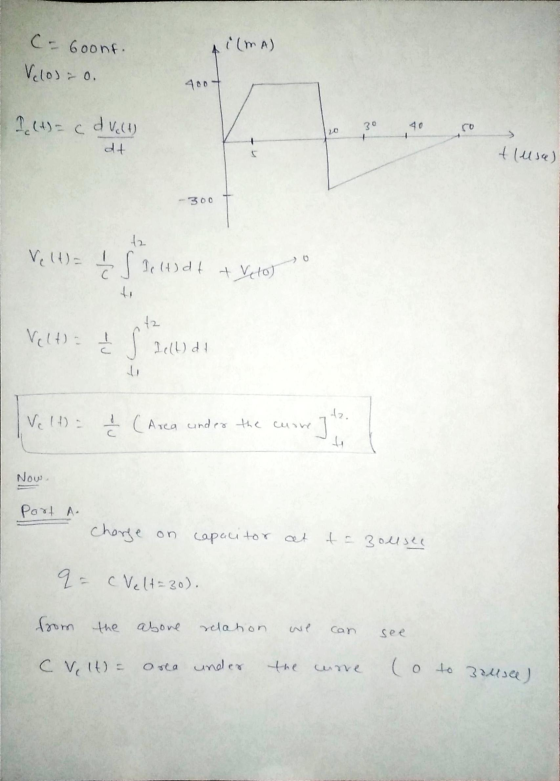 i(mA) A C- Goont. Veloso. Io (t) = 6 d Volt) 30 co 20 - dt tlusal - 300 t2 Velt) = Ź S II (H) d t + reto) с to +2 Velt) = į S