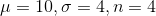 4 = 10, J = 4, n = 4