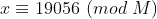 19056 (mod M