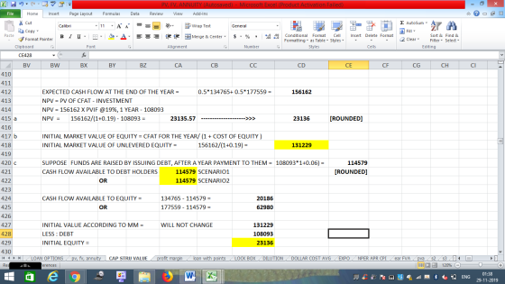 - 2x CI PV, FV, ANNUITY (Autosaved) - Microsoft Excel (Product Activation Failed) File Home Insert Page Layout Formulas Data