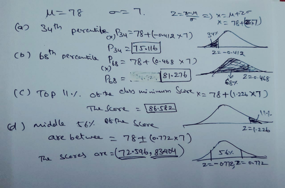 22-0.412 684 220.468 468 u=78 0=7. 220mm = x= MAZE x = 78+2 ) (a) 34th percentile Bu 778+(-0.412X7) 397 a - P34 z 750116 (6)
