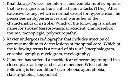 4. Khalida, age 75, sees her internist and complains of symptoms that he recognizes as transient ischemic attacks (TIAs). Aft