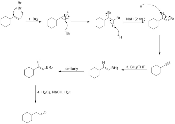 B.1080p 1. Br2 Br NaH (2 eq.) است. است similarly تر BH2 3. BH3/THF 4. H2O2, NaOH, H20