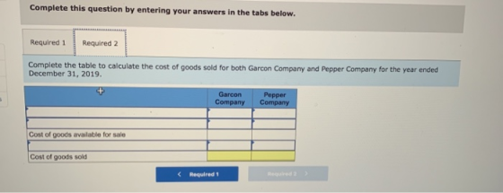 Complete this question by entering your answers in the tabs below. Required 1 Required 2 Complete the table to calculate the