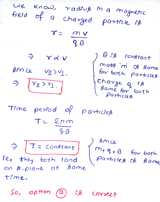 we Know field of a radiup in a magnetic charged particle if mv qB → rav Bence V2>v. Bi8 constant mas த same for both particl