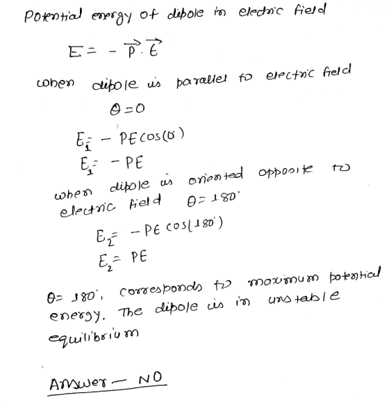potential energy of debole in electorc field E -p. È to electric field coben dipole is parallel 0-0 Ei - Pecos (0) E - PE wh