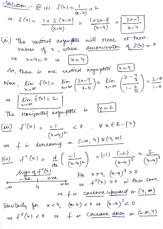 Solution :- @is fG) +2 a fal= (21-4) (*-- 1 + 2 (7-4) 142a08 2007 (2-4) a-4 (i) The vertical asymptote will occur at those wh