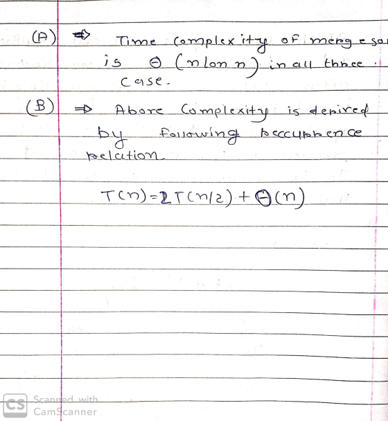Time complexity of imergesa is in all o (non n) in three case. (B Abore complexity is desired by Following beccubbence pelati