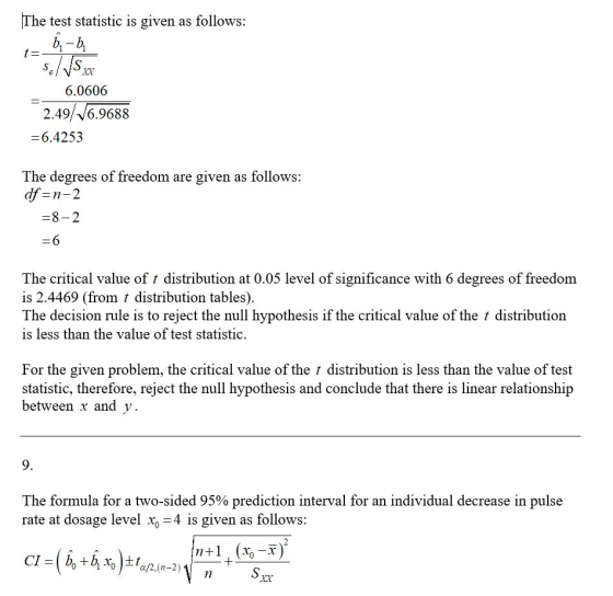 t= The test statistic is given as follows: b-b2 se/VSE 6.0606 2.49/ 16.9688 = 6.4253 The degrees of freedom are given as foll