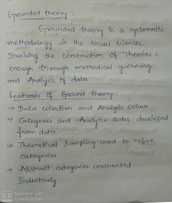 Grounded theory- Grounded theory is a systematic methodology in the social sciences. Involving the construction of Theories &