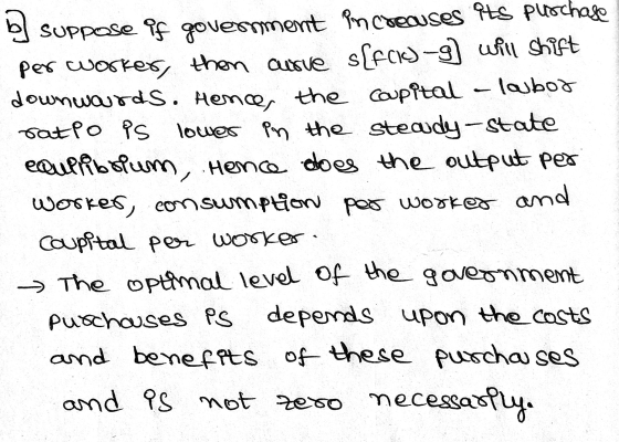 o suppose of government increases Its purchase per worker, then curve s[fci)-g) will shift downwards. Hence, the coupital lau