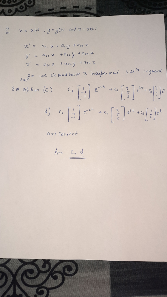 x= xH), y = y(t) and Z= 2(6) a - an at any ta,32 +923 Z a212 y z + any tazzy ta33 Z a3ix siete ingeneral we should have 3 i