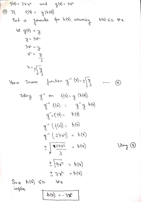 and g(x) = 322 If f(x) = 270 f) - gth (0) formula for hn), assuming hom so tu. g(n) Find a y y=342 3y2 =y W wla It *** funct