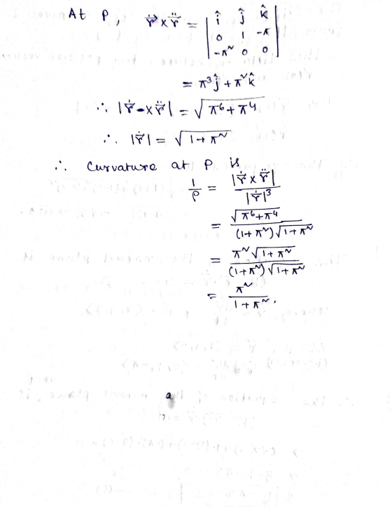 At p k px ... 0 زn = + Rk .: (-x = 16 + 79 .:. ( = ۷ -۰۲۷ Curvature at P روا | x3 |13 باہ+5 (1+) ۱۳۹ ۸ ۱۹۴۷ رام + ۷۱ (۱۰۴) *
