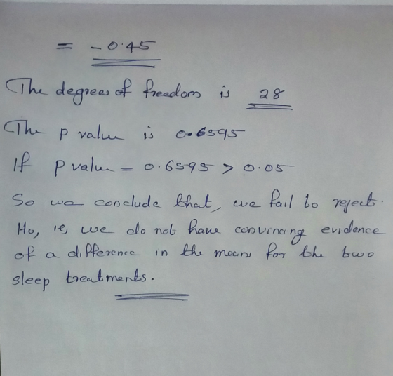 -045 The degreas of Peador The P valu is O6595 P valu 6s95>O.OS Parl bo 7yect So wo conclude bhat, we we alo nob haus coning