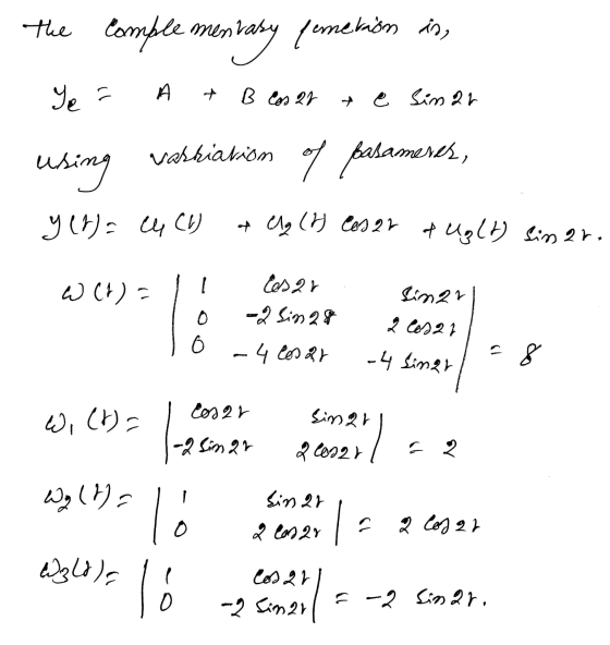 the complementary femetion in Yea B Cos 27 e Simar vakkiation palameres, using yun) au (1) & ₂ (1) Cesar fuglt sinar. WC) Sin