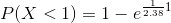 P(X<1)=1-e^{\frac{1}{2.38}1}