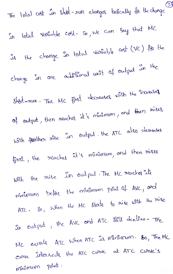 The total cost in Shot - sun clangos basically for the charge in total variable cost. So, we can say that Me is the change in