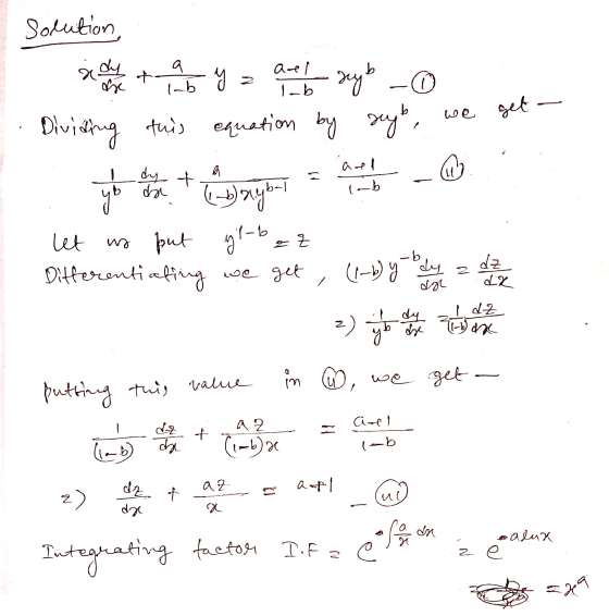 Solution àdy a t Me 2 os aal lab b ryb szyb - equation by rugb get - we Dividing this ael dy t a @ dae lab yo (baybal y t-b z