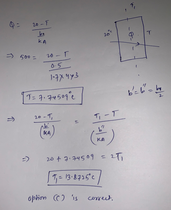 Q = 20-1 bo 20 Q KA - 500 = 20-T 0.5 1-7X443 JJ = 7.74509 e 17 - 20-T - T-1 - 20+ 7.74509 = 25, 7 = 13-872507 option C) is co