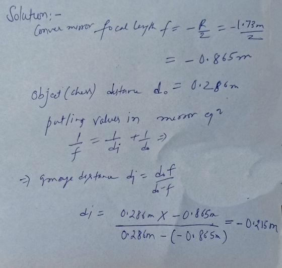 Solutum:- Comvu mmr ret layh f-f --7m 2 0.865m Objd (chny dtaru d. 0.28m patling Valus in f d/0 0:280MX-085m -0415m 028m-(-0