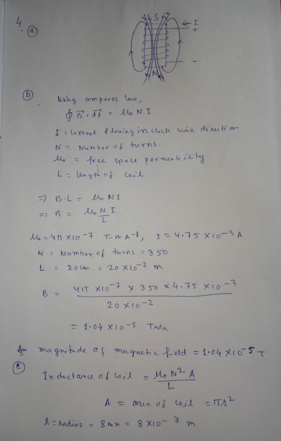 4 a b using amperes law, & Bode llo NI I= current flowing in clock wire direction N = Number of turns. = free space permeabil