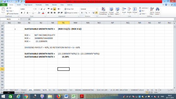 BOND- Microsoft Excel (Product Activation Failed) Review File Home Insert Page Layout Formulas Data View Add-Ins Σ AutoSum -