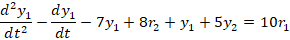 dy 1-7y. + 8r2 + y2 + 5y = 10r1 dt?