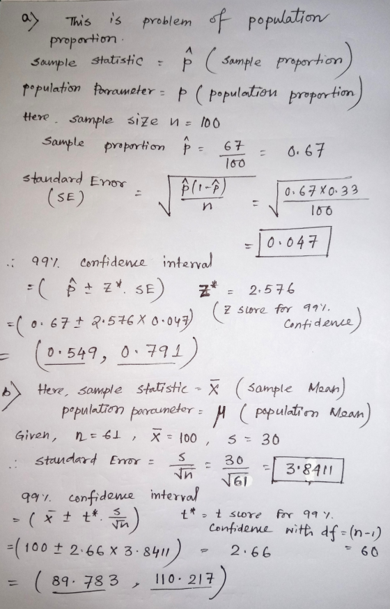 ay This is is problem of population proportion Sample Statistic Ê ( sample proportion ) population Porameter = p ( population