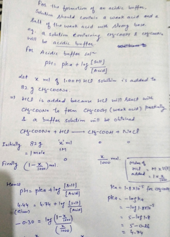 -tu, trinitar,贙ana hould Contain a weak acid md Will e acidic uttes Adie buffer sol salt tAud I.oo M HU soul s added ta e) tt