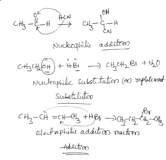 OH CH3 CA5 ČN Nuckophilie additroo CH3CfoHHtB Nudeophilic Suket taten loo palirat Sulstlitoo CH-CHC +HB dlectophili additor r
