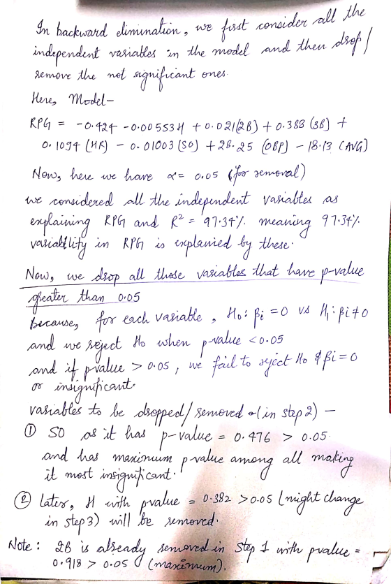 we first consider all the cant ones. (foo zemoval) independent variables variability In hackward elimination, independent var