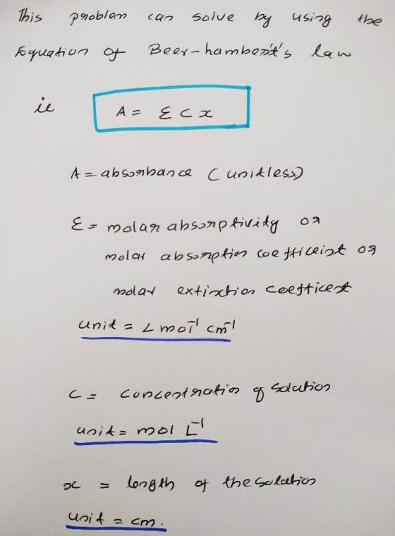 This problan Solve using can the Bear-hambents Law A= E Cx A absonbana Cunikless) Emalan absnptivikg ab sptin coe tticeint o