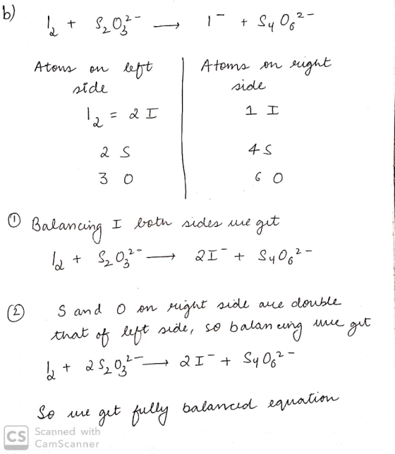 b) Atoms n ught Atoms side nide 4S G O 3 O I botn sides ue gut Badamaing 6 ugnt sid aue dlouble (2) that of uft rde, so balan