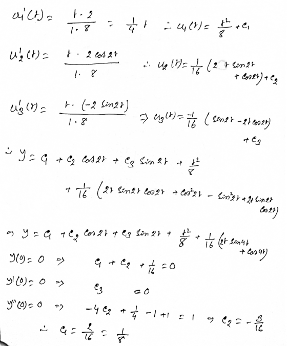 = (t) ہا نی 22 8 C, (0) + 2 Lot 27 ni Ug (Hay To (2 ranat + Co222) + eg ug (8)= r. (-2 Singa) » Ug(t) = 1/2 (sinar - 26 leser