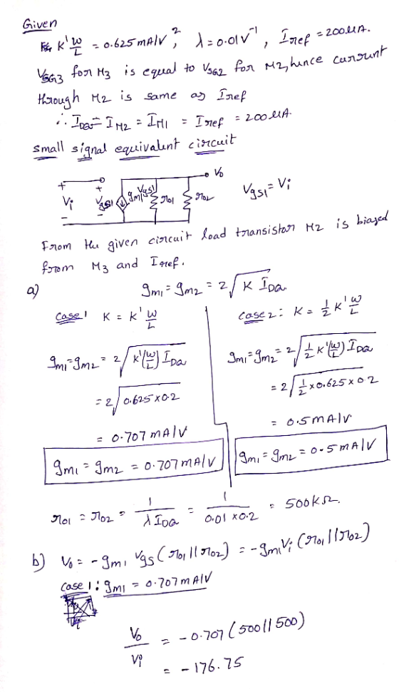 Given Her kl W = 0.625 malv; 1-0.016, Inef = 200119. VG3 for H3 is equal to VsGz for M2, hence carrunt thorough M2 is same as