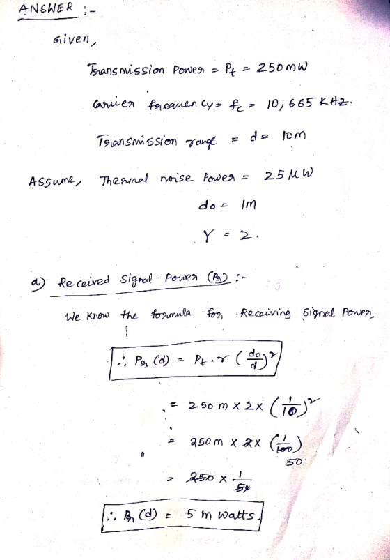 ANSWER Pt 250mw Thans nwissionPe hie Kiso the fola Receina Powen 250 m X 2x 50