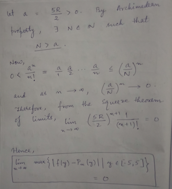let 5R > 0 By 2 Archimedean such that property I NE IN N> a Now, a a sa a a ok n! 11 no and as @) Therefore, from the squeeze