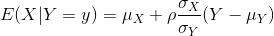 E(X|Y = y ) = \mu_X + \rho \frac{\sigma _X}{\sigma _Y}(Y - \mu _Y)