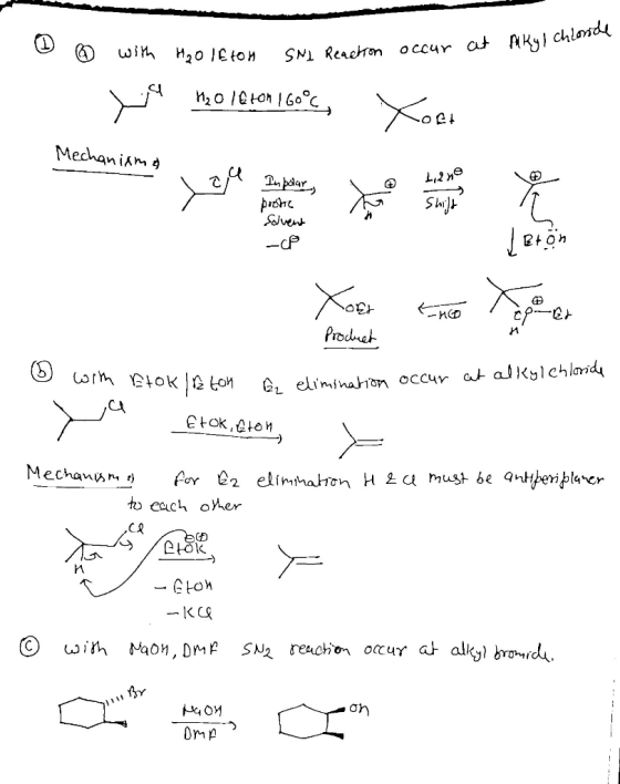 H₂O leton 6 with SNI Reaction occur at at Alkyl chlona Alkyl chloride P ho iске сес, Х.с. Mechanismo In polar, © Liege Shift