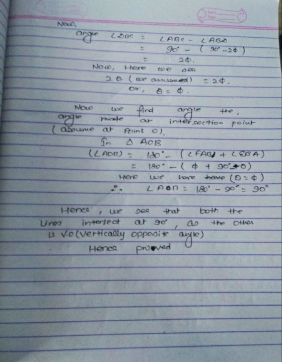 Nero, LOC LABC - LABD Go - 90 -20 20. Now, Here we DOR 20 (e so lowest 20. Now we find angle the arge mode or intersection po