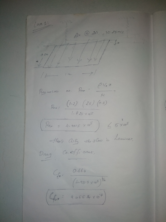 Lase 1 Q Bo 25m/s. Ix 6.3m - Rey Rex nolds M (25) (03) Rex 1.825 x cos Rea 4.9815x co <5805 thats aby the Cooo as Lamina Dra