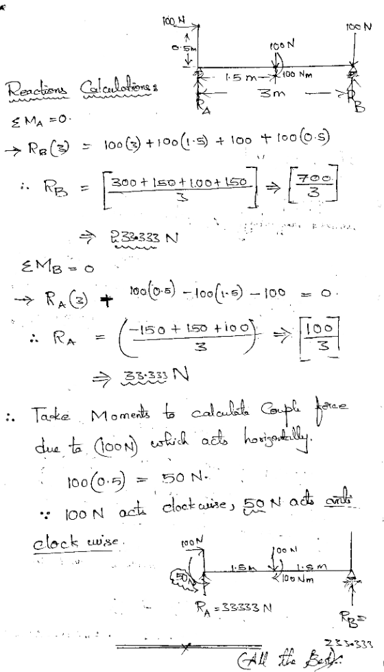 TOON 8 IOON R 1.5 m- 100 Nm 3m - eachers Calculation% LAMPAU EMA = : 233.333 N w Remedios Calelolenga is makina → Re (3) = 10