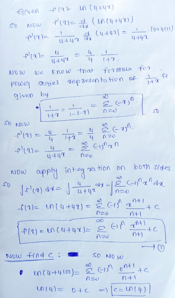 NOW 4+48 dhe Given flat in. (4+4x) so f(x)=de lin (4+4x)) flia- d (4+47) = 1.10+444) 4+40 f(x1= 4 4 1+2 NOW We know that form