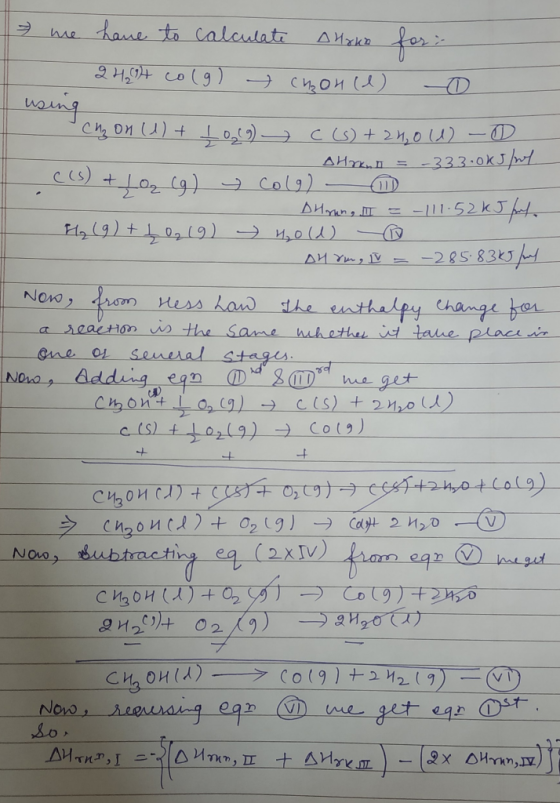 & we have to calculate Alako for : - 2494 colg) . chon(d) 0 using Ch₂ on (1) + 109) C(s) +240 (1) - AHYD = -333.0kJ /w/ (6) +