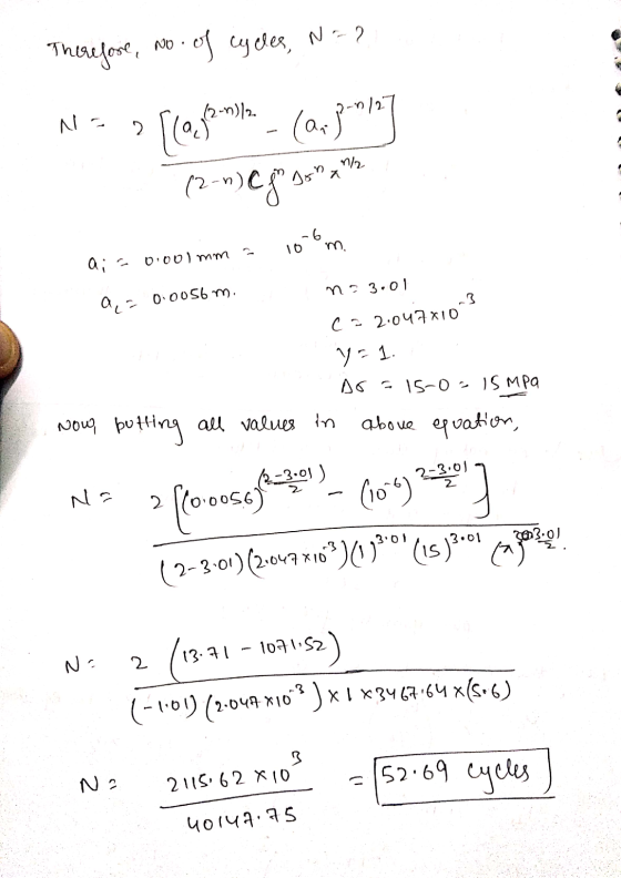 Therefore, no of cycles, N=2 12-1)/2 Na 2. [6059 n/ (2-n)@gºgopa 10-6 ai coooolmm m3.01 3 aca 0.0056 m. ca 2.047810 yo1 Aos 1