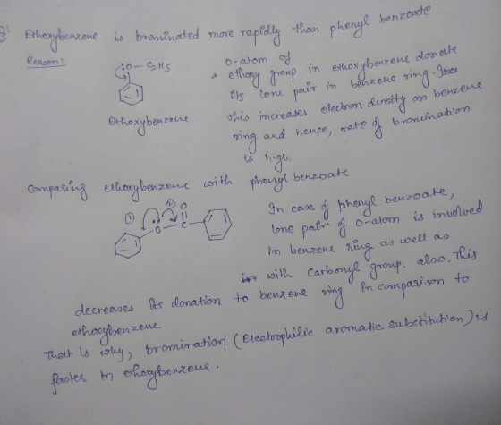 Etoebenzene brominased more ra.pidly than phe pkeng benzorthe eapen o atom increases eleehvon dinsity om benzene mina and hen