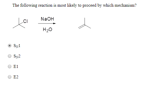 The following reaction is most likely to proceed by which mechanism? NaOH to the houd H20 0 0
