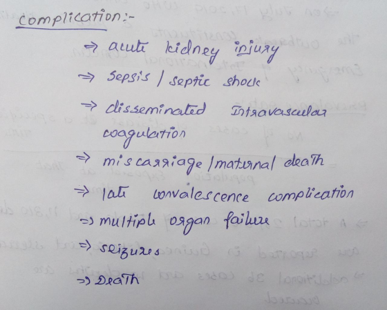 complication - acute kidney injury to an Sepsis ) septic shock ► disseminated Intravascular coagulation -miscarriage I matern