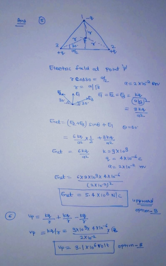 31130 tq ab Electric field at point ipl 220130= % a=28107 on In 1€ = E-5 = kq 2 30 = kq (9162 = 3kg 92 92 Enet-(ExtG) sine +G